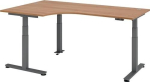 Angled desk right/left HxWxD 635-1285x2000x1200mm Walnut decor electrically height-adjustable, Teda