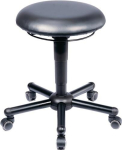 Drehhocker mit mit Rollen Kunstleder schwarz, 465-595 mm Mey A19