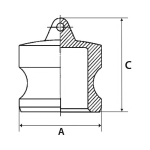 Stopfen Typ DP DN 20 Kamlok, Edelstahl