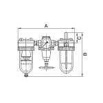 Onderhoudseenheid Standaard 3-delige serie IG 3/8", DN6, 770l/min, Mano. D 50mm BG 2, polycarbonaat container