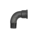 Bogen 90° lang Nr.1a Rp R Temperguss schwarz