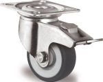 Lenkrolle mit Totalfeststeller Ø 50 mm Tragf. 50 kg, Anschraubplatte Gleitlager Tecwerk 276042