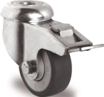 Lenkrolle Gummi mit Totalfesteller Ø 50 mm, Rückenloch 11 mm Tragkraft 50 kg Tecwerk 276056