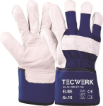 Rindnarbenleder-Handschuhe Gr.10, blau gefüttert EN388 Kat.II, Weser Tecwerk 371106