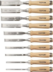 Stechbeitelsatz, 10-teilig 6,8,10,12,16,20,22,24,26,30 mm Weißbuchenheft Ulmer Form Tecwerk 815371