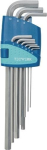 Sechskantwinkelschraubendrehersatz 9-teilig Kunststoffhalter, SW 1,5-10 mm extralang S2-Stahl, Tecwerk 825122