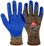 Handschuhe, schnitthemmend teilbeschichtet blau/braun Genua Heat Leval F