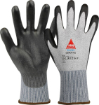 Handschuhe, schnitthemmend 13G HPPE, PU, grau/schwarz Genua HD Grey