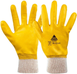 Handschuhe, Strickbund Voll-Nitril, natur/gelb Gera