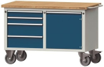 Werkstattwagen 2x85/170, Tür 510mm HxBxT 840x1350x700 mm lichtgrau/enzianblau, Tecwerk