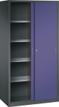 Schiebetürenschrank 1950x1000x600 mm, 4 Böden anthrazit/taubenblau NCS, Tecwerk