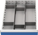 Schubladenunterteilungsmaterial Satz 2 Längs -und 6 Querteiler, für B=550 mm Fronthöhe 150 mm, Bedrunka+Hirth