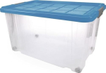 Kunststoffbehälter mit Deckel und Rollen eckig 55 l, LxBxH 600x400x300 mm PP transparent, Maier