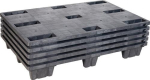 Kunststoffpalette LxBxH 1200x800x140 mm, PE/PP-Recycling 9 Füße geschlossen, Kiganesto