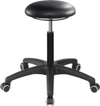 Drehhocker mit Rollen Kunstleder schwarz, Sitzhöhe 470-600 mm Mey A1S-TR-KL