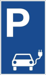 Schild Aluminium blau/weiß Parkplatz für Elektrofahrzeuge 400x250 mm