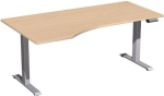 Schreibtisch, PC-Form links Buche/silber H630-1280xB1800xT800/1000mm Geramöbel Elevate Plus