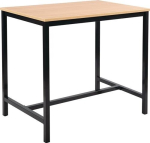 Bistro-sta-tafel hoogte 1100 mm Beuken tafelblad 800 x 800 mm Vierkantstaal zwart gelakt BMV