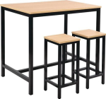 Bistro-sta-tafel hoogte 1100 mm Beuken tafelblad 1800 x 800 mm Vierkantstaal, wit aluminium gelakt BMV