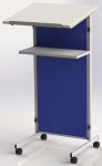 Rednerpult H1070xB590xT430mm, silbergrau/königsblau 1 Mittelboden, 1 Front pinnbar