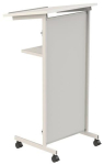 Rednerpult H1070xB590xT430mm, silbergrau/weiß 1 Mittelboden, 1 Front beschreibar