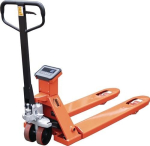 Gabelhubwagen, blutorange PUR/PUR Gabel-L. 1150 mm Trgf. 2000 kg Stahl Wiegesystem 0,2 kgm Schefer Eco