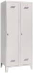 Garderobenschank mit Füßen & Drehriegel HxBxT 1850x600x500mm, 2 Abteile lichtgrau/lichtgrau, Pavoy