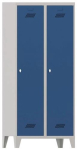 Garderobenschank mit Füßen & Drehriegel HxBxT 1850x600x500mm, 2 Abteile lichtgrau/enzianblau, Pavoy