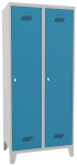 Garderobenschank mit Füßen & Drehriegel HxBxT 1850x600x500mm, 2 Abteile lichtgrau/lichtblau, Pavoy