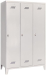 Garderobenschank mit Füßen & Drehriegel HxBxT 1850x600x500mm, 2 Abteile lichtgrau/lichtgrau, Pavoy