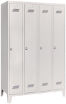 Garderobenschank mit Füßen & Drehriegel HxBxT 1850x600x500mm, 2 Abteile lichtgrau/lichtgrau, Pavoy
