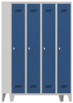 Garderobenschank mit Füßen & Drehriegel HxBxT 1850x600x500mm, 2 Abteile lichtgrau/enzianblau, Pavoy