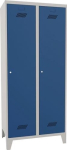 Garderobenschank mit Füßen & Zylinder HxBxT 1850x600x500mm, 2 Abteile lichtgrau/enzianblau, Pavoy