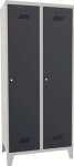 Garderobenschank mit Füßen & Zylinder HxBxT 1850x600x500mm, 2 Abteile lichtgrau/anthrazitgrau, Pavoy