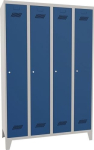 Garderobenschank mit Füßen & Zylinder HxBxT 1850x600x500mm, 2 Abteile lichtgrau/enzianblau, Pavoy