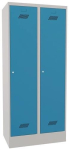 Garderobenschrank mit Zylinder HxBxT 1850x800x500 mm, 2 Abteile lichtgrau/lichtblau, Pavoy