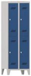 Garderobenschrank mit Drehriegel HxBxT 1850x600x500 mm, 4 Abteile lichtgrau/enzianblau, Pavoy
