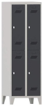 Garderobenschrank mit Drehriegel HxBxT 1850x600x500 mm, 4 Abteile lichtgrau/anthrazitgrau, Pavoy