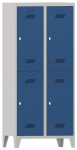 Garderobenschrank mit Drehriegel HxBxT 1850x800x500 mm, 4 Abteile lichtgrau/enzianblau, Pavoy