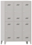Garderobenschrank mit Drehriegel HxBxT 1850x1200x500 mm, 6 Abteile lichtgrau/lichtgrau, Pavoy