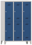 Garderobenschrank mit Drehriegel HxBxT 1850x1200x500 mm, 6 Abteile lichtgrau/enzianblau, Pavoy