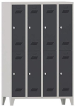 Garderobenschrank mit Drehriegel HxBxT 1850x1200x500 mm, 8 Abteile lichtgrau/anthrazitgrau, Pavoy