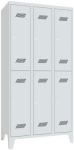 Garderobenschrank mit Zylinder HxBxT 1850x900x500 mm, 6 Abteile lichtgrau/lichtgrau, Pavoy
