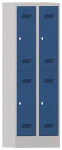 Garderobenschrank HxBxT 1850x600x500 mm, 4 Abteile lichtgrau/enzianblau, Pavoy