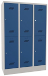 Garderobenschrank HxBxT 1850x1200x500 mm, 6 Abteile lichtgrau/enzianblau, Pavoy