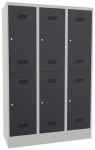 Garderobenschrank HxBxT 1850x1200x500 mm, 6 Abteile lichtgrau/anthrazitgrau, Pavoy