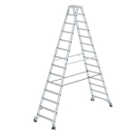 Stehleiter Alu 2x14 Stufen mit Rollen beidseitig begehbar H=3,25 m Munk Günzburger