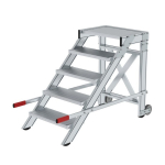 Arbeitspodest fahrbar 5 Stufen Stufenbreite 600 mm, Alu geriffel Munk Günzburger