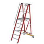 Plattformleiter GFK/Alu 6 Stuf. Handlauf klappbar fahrbar Arbeitshöhe=3,40 m Munk Günzburger