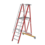 Plattformleiter GFK/Alu 7 Stuf. Handlauf klappbar fahrbar Arbeitshöhe=3,60 m Munk Günzburger
